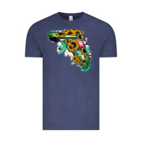 Vintage Denim Florida Map with Sunflower and Serape Cactus Vintage Tee - Bettercallsaul