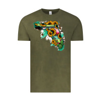 Vintage Olive Florida Map with Sunflower and Serape Cactus Vintage Tee - Bettercallsaul