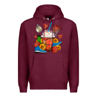 Burgundy Basketball Frappe Coffee Premium Hoodie - FaDigitalArtStudio