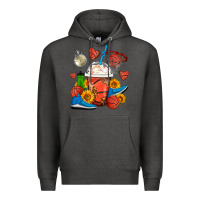 Charcoal Heather Basketball Frappe Coffee Premium Hoodie - FaDigitalArtStudio