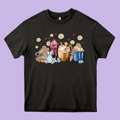 Easter Coffee Cups Heavy Core Tee Designed By Maliassmallbusiness