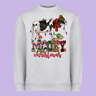 Mooey Christmas Cow Heavyweight Sweatshirt Designed By Cowgirlartshop