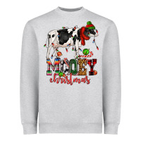 Heather Grey mooey christmas cow Heavyweight Sweatshirt - CowGirlArtShop