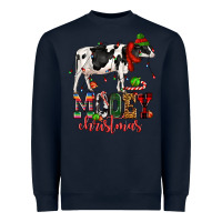 Navy mooey christmas cow Heavyweight Sweatshirt - CowGirlArtShop