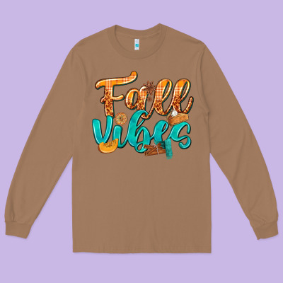 Fall Vibes With Food Long Sleeve Tee Designed By Texasbilliewilder