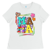 White Autism Mama Ladies Tee - NancyCooperArtShop