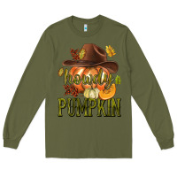 Army Green Howdy Pumpkin Long Sleeve Tee - texasbilliewilder