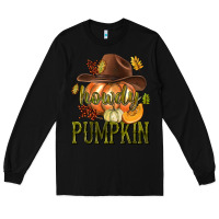 Black Howdy Pumpkin Long Sleeve Tee - texasbilliewilder