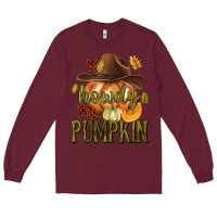 Burgundy Howdy Pumpkin Long Sleeve Tee - texasbilliewilder