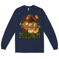 Navy Howdy Pumpkin Long Sleeve Tee - texasbilliewilder