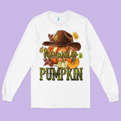 Howdy Pumpkin Long Sleeve Tee Designed By Texasbilliewilder