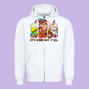 It's Game Day Y'all Softball,baseball,basketball C Zipper Hoodie Designed By Fadigitalartstudio
