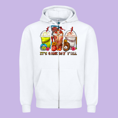 It's Game Day Y'all Softball,baseball,basketball C Zipper Hoodie Designed By Fadigitalartstudio