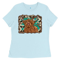 Highland Cow Western Background Ladies Tee | Teevron