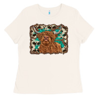 Bone highland cow western background Ladies Tee - RanaPortraitStore