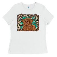 White highland cow western background Ladies Tee - RanaPortraitStore