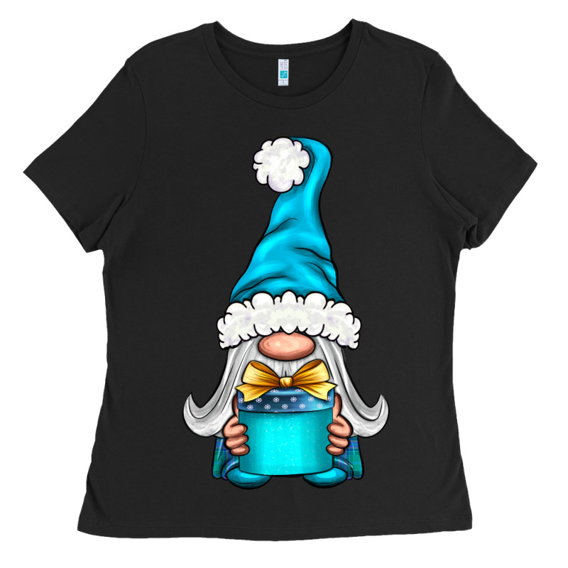 Winter Gnome With Gift Ladies Tee by NancyCooperArtShop | Teevron