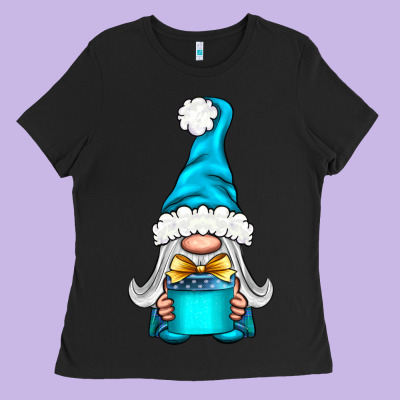 Winter Gnome With Gift Ladies Tee Designed By Nancycooperartshop