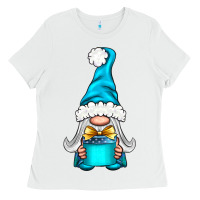 White winter gnome with gift Ladies Tee - NancyCooperArtShop