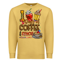 Antique Gold 100. Days Of Coffee  Chaos Premium Sweatshirt - CowhideDigitalArt