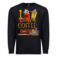 Black 100. Days Of Coffee  Chaos Premium Sweatshirt - CowhideDigitalArt