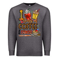 Charcoal Heather 100. Days Of Coffee  Chaos Premium Sweatshirt - CowhideDigitalArt