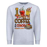 Heather Grey 100. Days Of Coffee  Chaos Premium Sweatshirt - CowhideDigitalArt