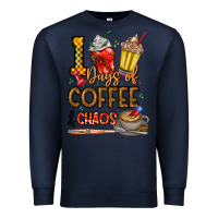 Navy 100. Days Of Coffee  Chaos Premium Sweatshirt - CowhideDigitalArt