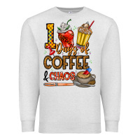 Oatmeal Heather 100. Days Of Coffee  Chaos Premium Sweatshirt - CowhideDigitalArt