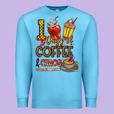 100. Days Of Coffee  Chaos Premium Sweatshirt Designed By Cowhidedigitalart