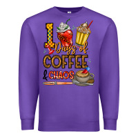 Purple 100. Days Of Coffee  Chaos Premium Sweatshirt - CowhideDigitalArt