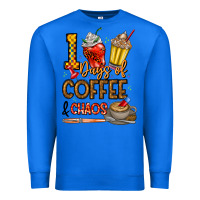 True Royal 100. Days Of Coffee  Chaos Premium Sweatshirt - CowhideDigitalArt