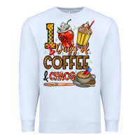 White 100. Days Of Coffee  Chaos Premium Sweatshirt - CowhideDigitalArt