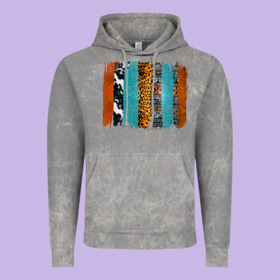 Western Leopard Glitter Aztec Cowhide Pattern Brushstroke Vintage Hoodie Designed By Bettercallsaul