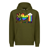 Army Green Peace love Pride Premium Hoodie - FaDigitalArtStudio