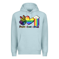 Blue Mist Peace love Pride Premium Hoodie - FaDigitalArtStudio