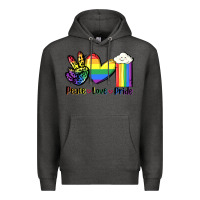 Charcoal Heather Peace love Pride Premium Hoodie - FaDigitalArtStudio