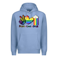 Colony Blue Peace love Pride Premium Hoodie - FaDigitalArtStudio