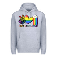 Heather Grey Peace love Pride Premium Hoodie - FaDigitalArtStudio