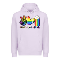 Lilac Peace love Pride Premium Hoodie - FaDigitalArtStudio