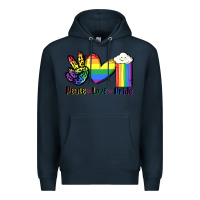 Navy Peace love Pride Premium Hoodie - FaDigitalArtStudio