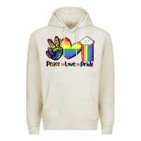 Oatmeal Heather Peace love Pride Premium Hoodie - FaDigitalArtStudio