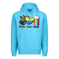 Ocean Blue Peace love Pride Premium Hoodie - FaDigitalArtStudio