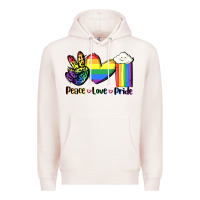 Pale Pink Peace love Pride Premium Hoodie - FaDigitalArtStudio