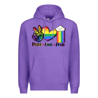 Purple Peace love Pride Premium Hoodie - FaDigitalArtStudio