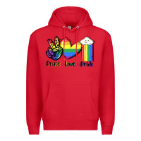 Red Peace love Pride Premium Hoodie - FaDigitalArtStudio