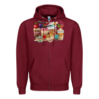 Burgundy Teacher Coffee Cups Zipper Hoodie - FaDigitalArtStudio
