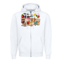 White Teacher Coffee Cups Zipper Hoodie - FaDigitalArtStudio