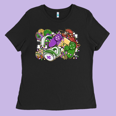 Gamer Mardi Gras Game Controller Ladies Tee Designed By Maliassmallbusiness