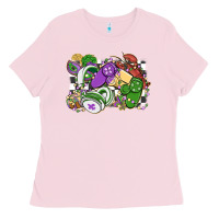 Bubblegum Pink gamer mardi gras game controller Ladies Tee - MaliasSmallBusiness